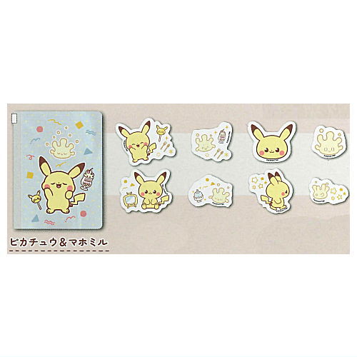 Pokepiece mini vinyl pouch with sticker [4.Pikachu & Milcery]