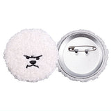 Manmaru Bichon Frise plush toy Badge & Mini Pouch [2.Mokomaru badge (oko)]