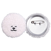 Manmaru Bichon Frise plush toy Badge & Mini Pouch [3.Mokomaru badge (suyaa)]