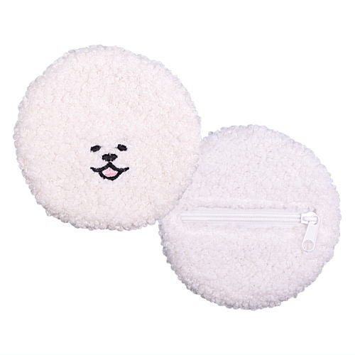 Manmaru Bichon Frise plush toy Badge & Mini Pouch [4.Marumoko mini pouch (nikkori)]