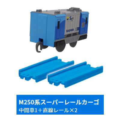 Capsule Plarail Let's play together! Transportation base edition [8.M250 Series Super Rail Cargo (Intermediate vehicle 1) + Straight rail x 2 ]