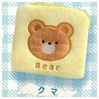 Cute square embroidery pouch [1.Bear]