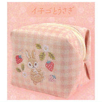 Spica-pika Embroidery Artist Yamanouchiyui Cube Pouch [1.Strawberry and rabbit]