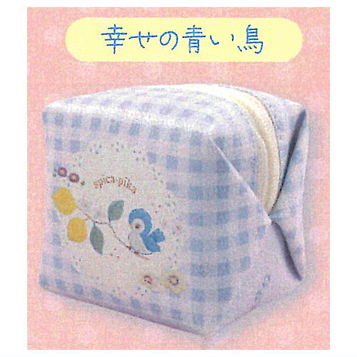 Spica-pika Embroidery Artist Yamanouchiyui Cube Pouch [3.Happy blue bird]