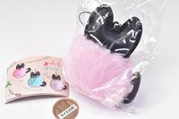 Fusafusa black cat mascot strap [1.Pastel pink kedama]