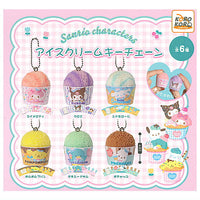 Sanrio Characters Ice Cream Keychain [All 6 type set (Full Complete)]