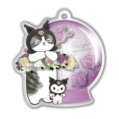 mofusand x Sanrio Characters Acrylic Plate Key Chain Flower Dome [1.Kuromi]