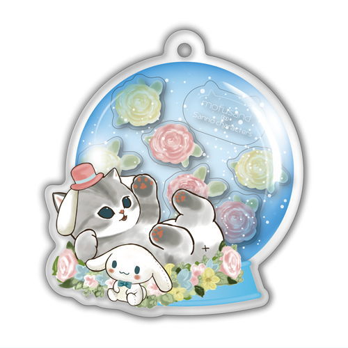 mofusand x Sanrio Characters Acrylic Plate Key Chain Flower Dome [3.Cinnamoroll]