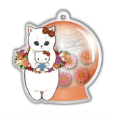 mofusand x Sanrio Characters Acrylic Plate Key Chain Flower Dome [5.Hello Kitty]