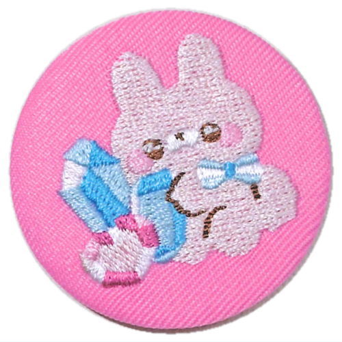 Sukuttotacchisan embroidery can badge key chain [3.Rabbit]