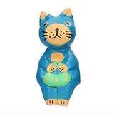 Asian interior goods Koshikake Animals [1.Blue cat]