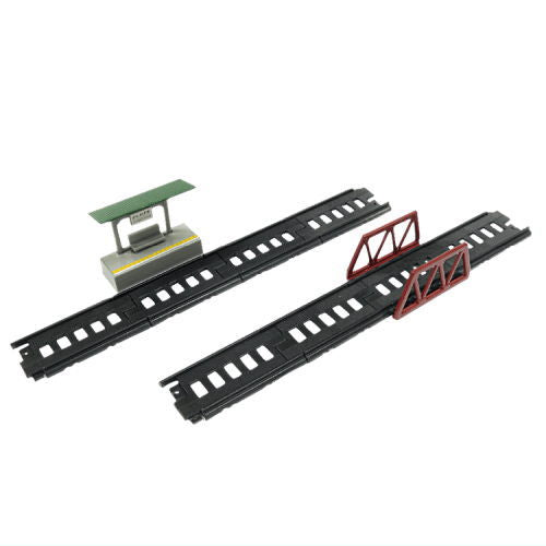 Mini Motor Train Part.5 E6 Series Komachi & Doctor Yellow [11.[Structure] (8 straight rails, iron bridge, platform, with stickers)]