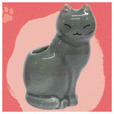 Hokkori cat-shaped single flower vase [3.Gray]