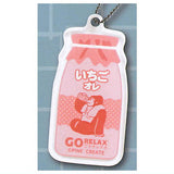 GO RELAX(R) milk bottle acrylic keychain [3.Strawberry au lait]