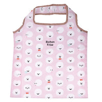 Manmaru Bichon Frise plush toy pouch & All-over pattern eco bag [4.Mitsukete all-over pattern eco bag]