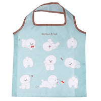 Manmaru Bichon Frise plush toy pouch & All-over pattern eco bag [5.Friend all-over eco bag]