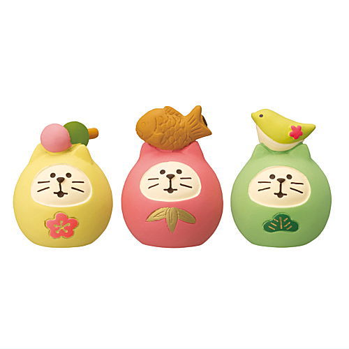 Chibi Cat Daruma Wagashi (set) (ZMM-62332L) DECOLE concombre