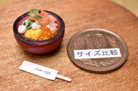 Miniature food "Seafood bowl: (Red)" Artist: Kyoto Mamehiro (1/12 scale)