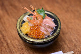 Miniature food "Seafood bowl: (Black)" Artist: Kyoto Mamehiro (1/12 scale)