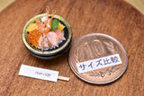 Miniature food "Seafood bowl: (Black)" Artist: Kyoto Mamehiro (1/12 scale)