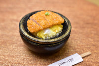 Miniature food "Katsudon: (Black)" Artist: Kyoto Mamehiro (1/12 scale)