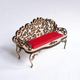 Cat miniature sitting Rococo bench (large) 1/12 scale Dollhouse