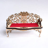 Cat miniature sitting Rococo bench (large) 1/12 scale Dollhouse