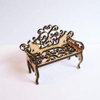 Cat miniature Rococo style Nyan bench 1/12 scale Dollhouse