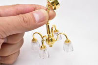 Miniature parts [3V battery-powered LED lighting] 4 cafe-style antique chandeliers [HKL-CL-227]