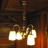 Miniature parts [3V battery-powered LED lighting] 4 cafe-style antique chandeliers [HKL-CL-227]