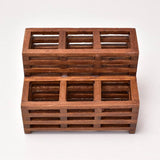 Miniature parts Wood stand for potted plants 2 steps (Brown) [WS2] (1/12 scale)