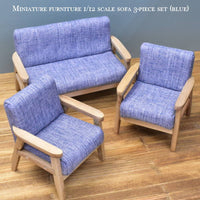 Miniature furniture 1/12 scale sofa 3-piece set (blue) [ZH006]