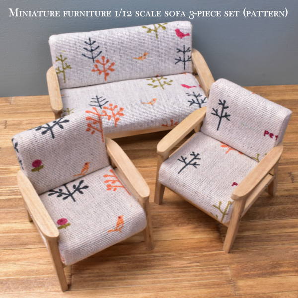 Miniature furniture 1/12 scale sofa 3-piece set (pattern) [ZH007]